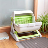 Semi-Enclosed Cat Litter Box with Tipping Design – Includes Scoop & Waste Bags